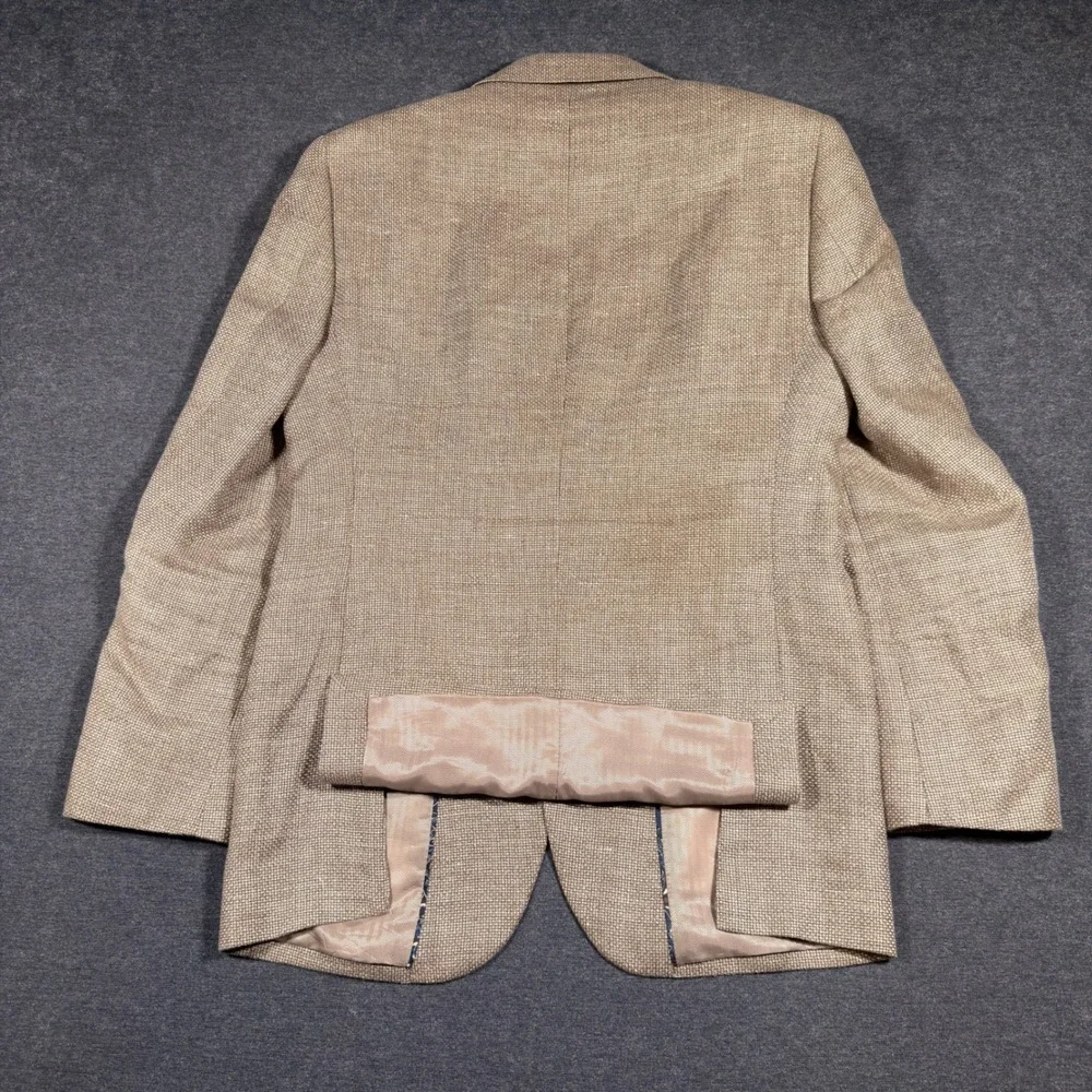 Joseph Abboud Blazer Men 39R Tan Linen Wool Summer Blend Fabric Tailored Fit